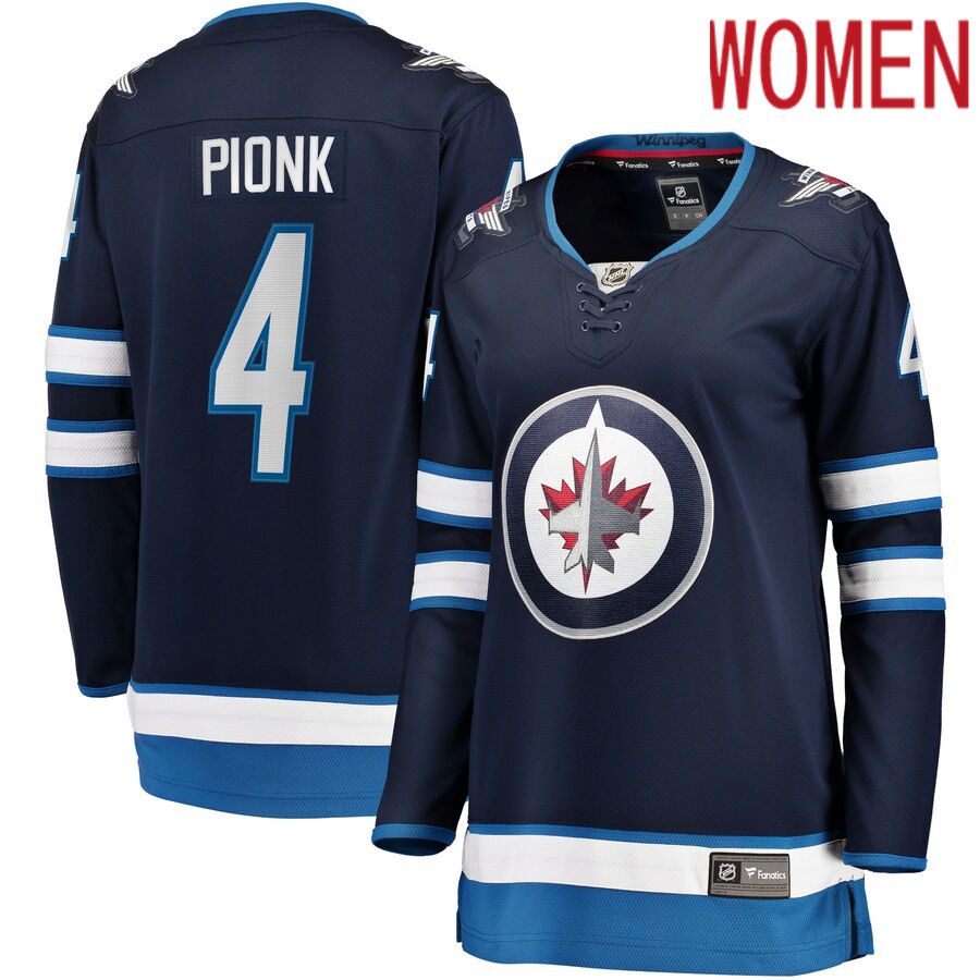 Women Winnipeg Jets #4 Neal Pionk Fanatics Branded Navy Home Breakaway Player NHL Jersey